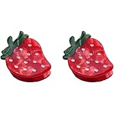 CLIP SUGAR Mini Strawberry Hair Clip,Acetate Claw Clips,Hair Clips for Women,Pack of 2