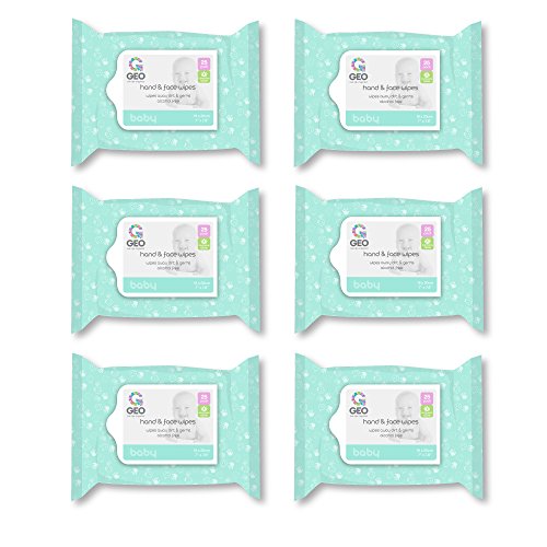 Baby Hand and Face Wipes | for Baby Hands and Faces | Enriched with Aloe Vera | Moisturizing | Unscented | Alcohol Free | 7 Inches x 7.8 Inches | 6 Packs of 25 Wipes (150 Count)