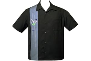 Steady Clothing Martini Girl Charcoal/Black Bowling Shirt
