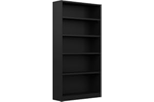 BUSH BUSINESS FURNITURE Bush Furniture Universal Tall 5 Shelf Bookcase in Black, Vertical Storage and Display Bookshelf for Home Office or Living Room Organization