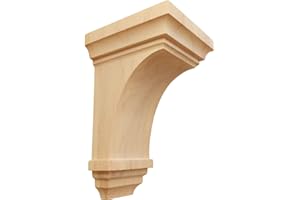 Ekena Millwork CORW03X03X06JERO Mini Jefferson Wood Corbels, 3 1/2"W x 3 3/4"D x 6"H, Red Oak