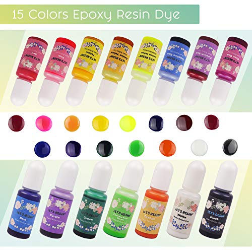 LET'S RESIN 15 Colors Epoxy Pigment, Translucent Liquid Resin Colorant