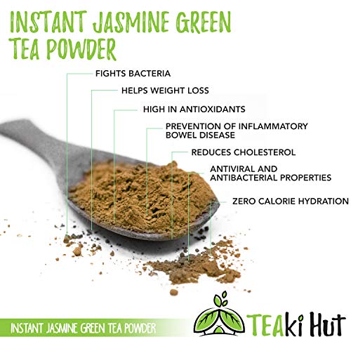 TEAki Hut Organic Instant Jasmine Green Tea Powder (4 oz / 80 Servings)