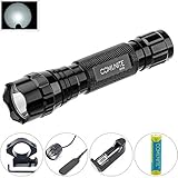 Comunite Bright XM-L T6 1000 Lumens LED Flashlight Tactical Flashlight with Gun Mount and Remote Pressure Switch (18650 Rechargeable Battery 3200mAh and Charger Included)