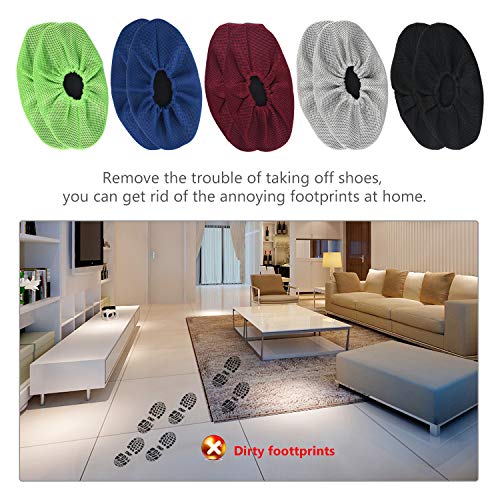 5 Pairs Mesh Non Slip Washable Reusable Shoe Covers For Household Thickened Boot Covers (5 Color)