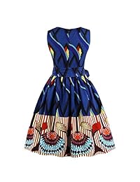 Wellwits - Vestido de mujer con estampado étnico africano