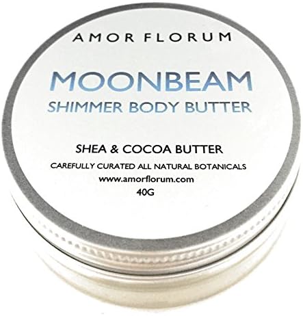 MOONBEAM SHIMMER BODY BUTTER - 40g - by AMOR FLORUM - Hydrating natural body butter with moonbeam mica to highlight your skin with a subtle fine shimmer. Made with the clean and natural botanicals.