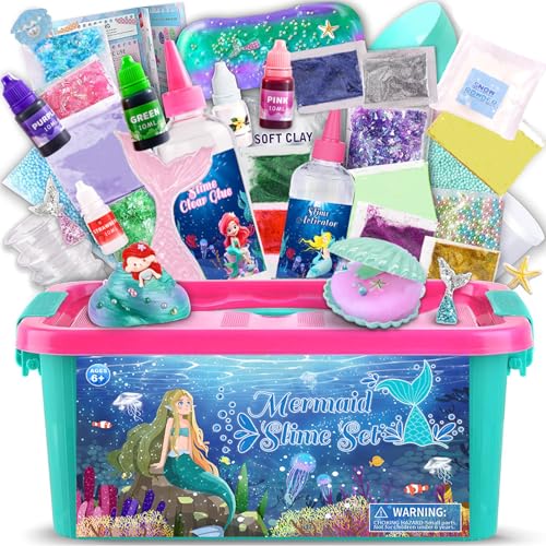 Beauenty Mermaid Slime Kit，Diy Slime Making kit for Kids,Mermaid Toys for Girls，Amazing Slimes to Make Butter Cloud & Foam Slimes,Fun Christmas New Year Birthday Gifts for Kids (style 1)