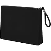 WHHJM Silicone Makeup Bag for Purse Zipper Cosmetic Pouch Makeup Brush Holder Large Makeup Organizer Silicone Travel Pouch for Women (Black)
