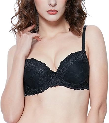 Shitagi Bra For Women Full Coverage Sexy Lace Push Up Padded Perfect Sculpt (38B, Black)