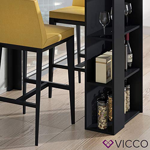 VICCO Bartisch Noel Tresentisch Schwarz Ablagefächer 120 x 105,6 x 60 cm wahlweise mit Barhocker (ohne Barhocker) – Bild 6