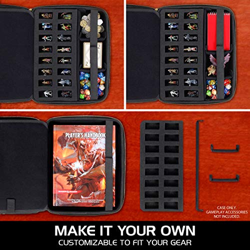 DND Dice Tray & Case Set - Holds 150+ Dice - Hard Shell Storage & Rolling Mat For D&D, RPG Game Nights (Black)
