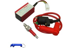 TC-Motor High Performance Ignition Coil Aluminum 5 Pin AC CDI Box A7TC Spark Plug For 50cc 70cc 90cc 110cc 125cc 140cc 150cc Pit Dirt Trail Motor Bike Motorcycle Motocross (Red)