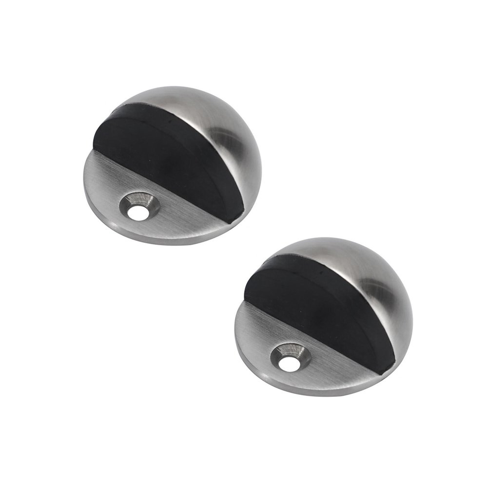 Half Moon Oval Floor Door Stop-Solid Stainless Steel Door Stopper and Rubber Bumper (2 Pcs)