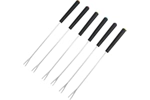 Crapyt Fondue Forks 6 PCS Barbecue Roasting Sticks Kit Stainless Steel Plastic Handle Heat-resisted Marshmallow Fruit for Fountain Fondue Camping Picnic Cheese Fondue Hot Pot BBQ Outdoor/Indoor