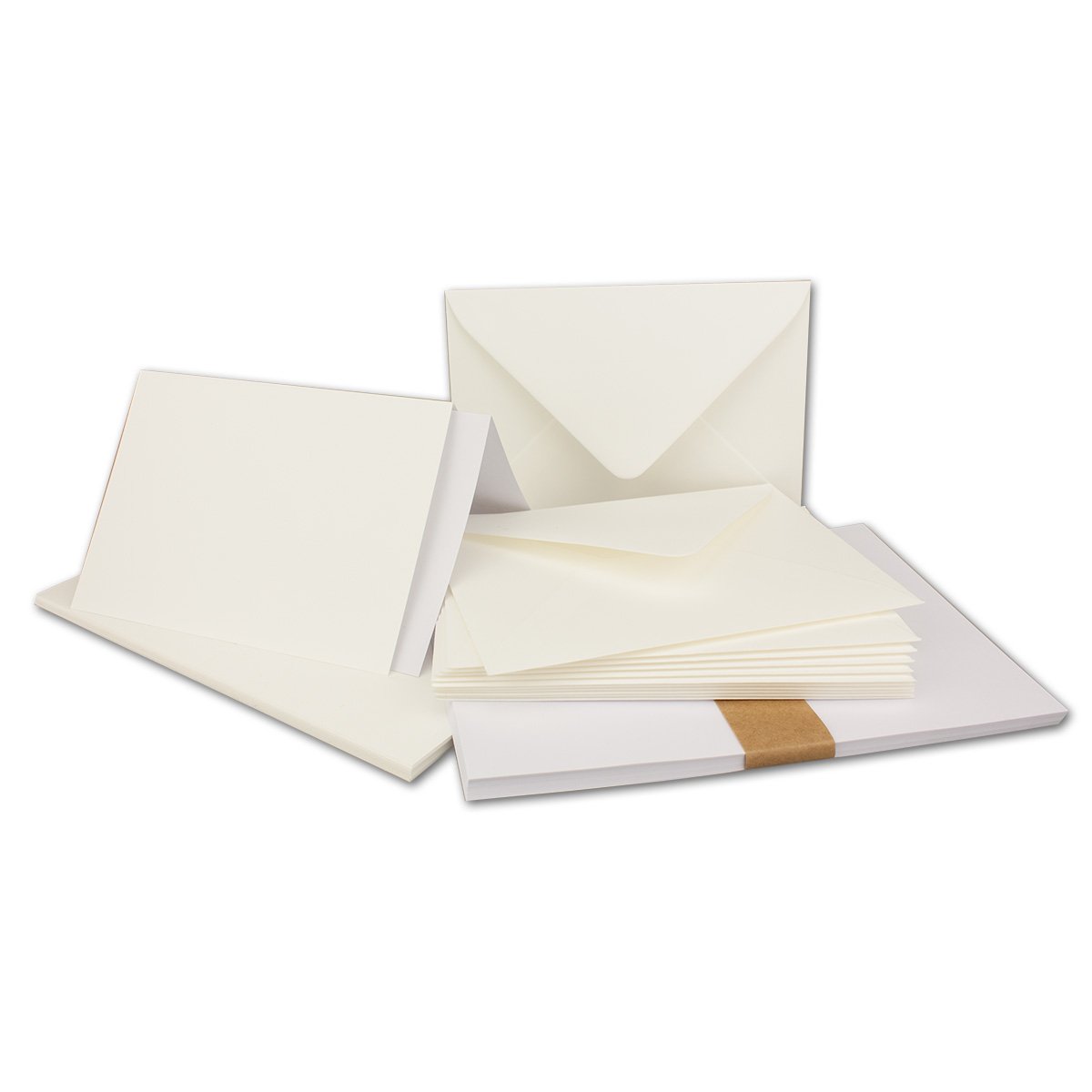 Folded cards, DIN A6 – C6, wet sealing, with inlay 25 Karten-Sets natural white