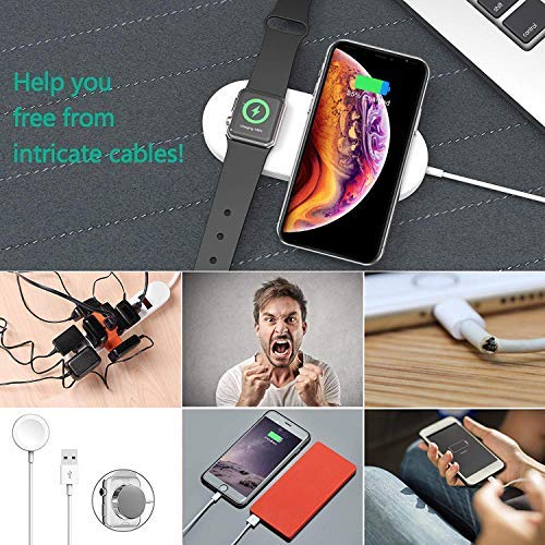 Wireless Charger for Apple Watch Wireless Fast Charging Pad, 2 in 1 Stand Charging Pad Compatible with Apple Watch Series 1/2/3,iPhone XR/XS Max,Samsung Galaxy Note 8/S8 Plus/S7 Edge & Qi-Enabled Phone (Beige)