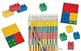 Value Pack of 36 Color Brick Blocks - Assorted Notepads, Pencils and Erasers