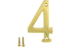 ZHONGWANG HARDWARE ZW Hardware A200 4 Inch Brass Bright Brass House Number 4