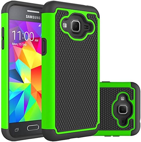 Galaxy J3 Case, Express Prime Case, Amp Prime Case, Sophmy [Shock Absorption] Hybrid Armor Protective Case Cover for Samsung Galaxy J3 2016 (green)