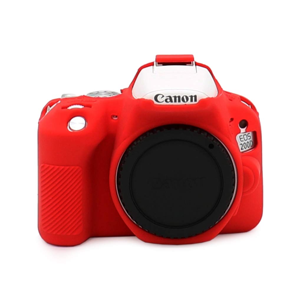 kinokoo Silicone Cover for Canon EOS 200D/Rebel SL2, Canon EOS 250D/200D II/Rebel SL3 Protective Case (red-b)