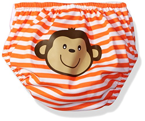 Kiko & Max Baby Boys' absorbant Reusable Swim Diaper, Monkey (Orange), L