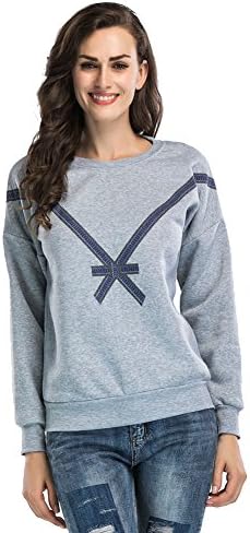 Honesy Women's Bow-knot Shirt Pullover Long Sleeve Fleece Sweatshirt,White XXL