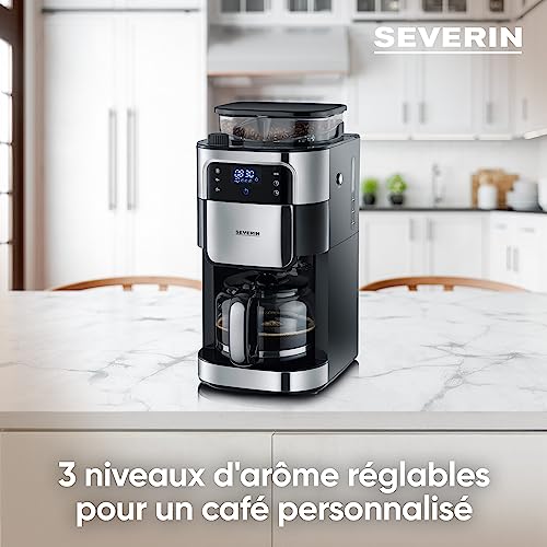 Cafetière Filtre Avec Broyeur, 1 000W, 1,4L, Jusqu'à 10 tasses, Sélecteur d'arôme, Ecran tactile, Inox Brossé/Noir,KA 4813, 43.50