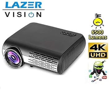 LAZERVISION LV525 with External Android 9.0/ WiFi, 6000 Lumens Full HD LED Projector 1080P, 4K(2160P) Support HDMI USB VGA AV