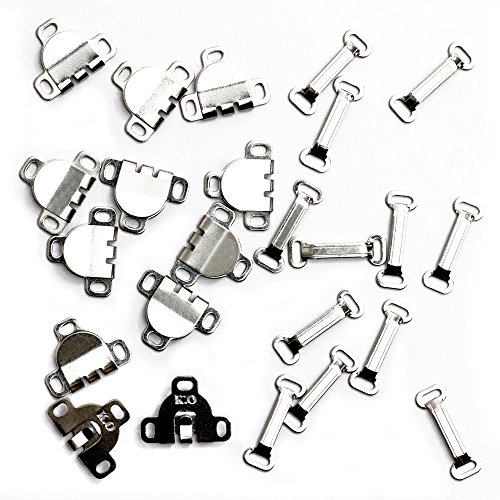 24 Sets Sew-On Slim Metal Skirt Hooks and Bars, Silver