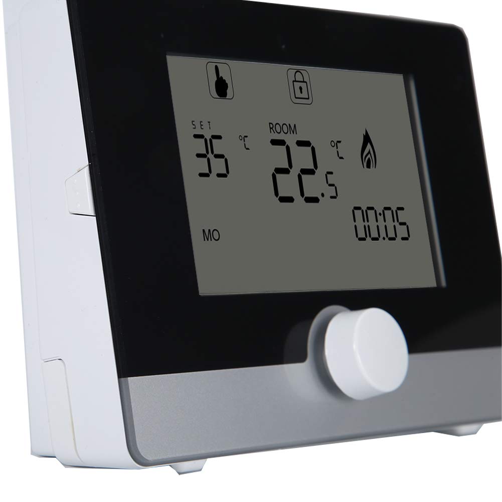 LCD Digital Programmable Thermostat Temperature Controller for Electric Heating Equipment and Wall-hung Boiler Heating System(Black)