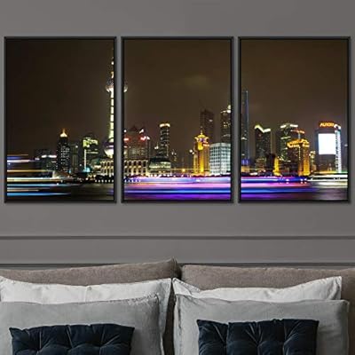 signwin 3 Piece Framed Canvas Wall Art City...