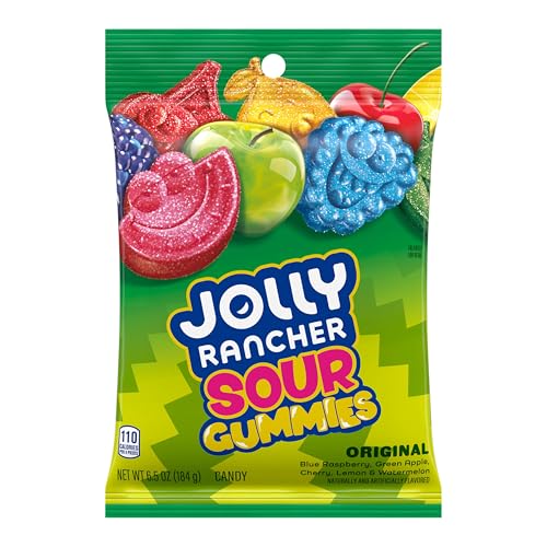 JOLLY RANCHER SOUR GUMMIES ASSORTED FRUIT FLAVORED CANDY BAG, 6.5 OZ