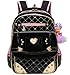 Waterproof PU Leather Kids Princess Backpack Cute School Bookbag for Girls (Large, Bowknot Black)