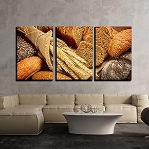 Fresh Bread and Wheat on The Wooden x3 Panels
