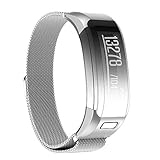 GELISHI for Garmin Vivosmart HR,Accessory Metal Case + Adjustable Watch Replacement Band Fit for Garmin Vivosmart HR Silver (No Tracker)
