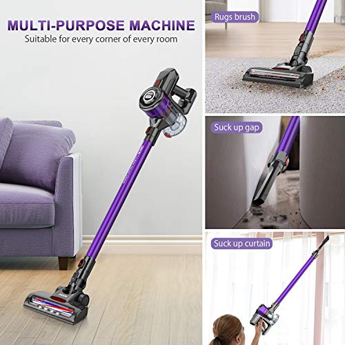 Cordless Vacuum, ONSON Cordless Stick Vacuum Cleaner, 250W Powerful Cleaning Lightweight 2 in 1