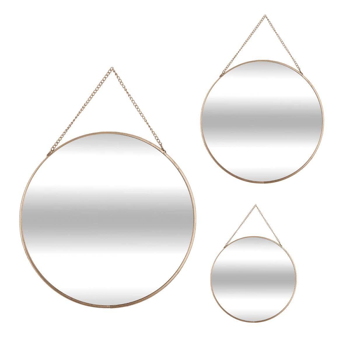 Set of 3 Round Gold Mirrors with Chain
