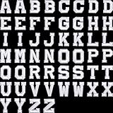 52 Pieces Iron on Letter Patches, Alphabet Applique Patches or Sew on Appliques with Embroidered Patch A-Z Letter Badge Decorate Repair Patches for Hats, Shirts, Shoes, Jeans, Bags (White, 52 Pieces)