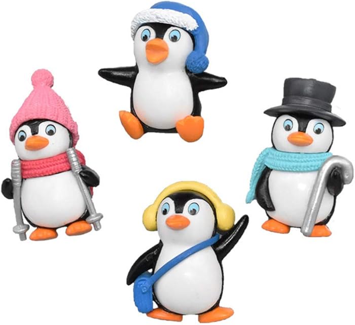 Garneck 4pcs Cartoon Penguin Decor,Micro Landscape Decoration Lovely Penguin Doll Desktop Crafts DIY Penguin Ornaments Toy Collectible Figurine for Children Kids Christmas Birthday Gift