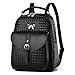 MIUCOO Women's Faux Leather Backpack Casual School Bag Outdoors Purse Simple Style Travel Bag For Girls (Black)