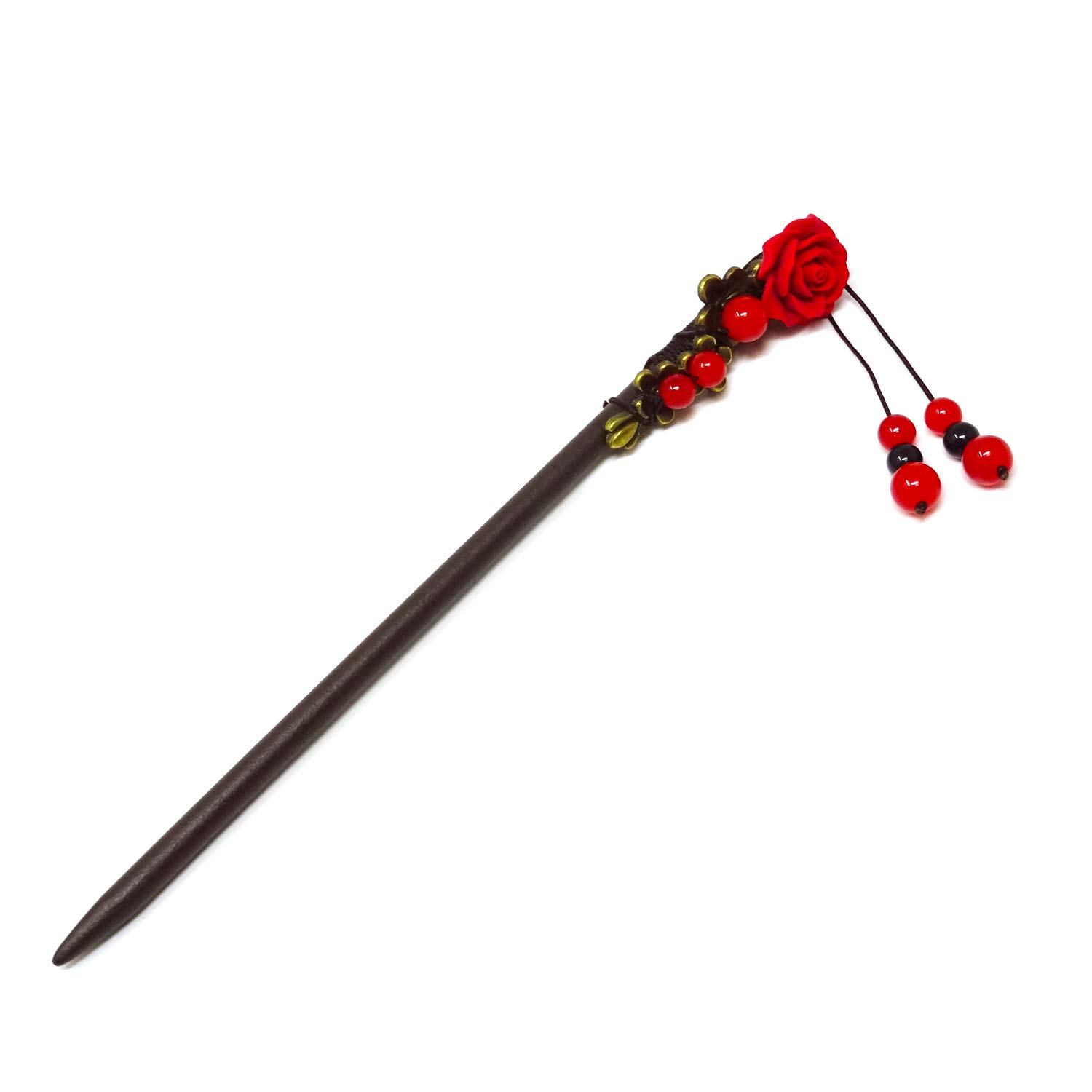 Honbay Chinese Style Stylish Retro Wooden Hairpin Hair Stick with Tassel For Long Hair Styling