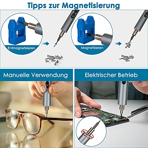 Eyein Mini Elektrischer Schraubendreher, Magnetisch Automatischer Kabellos Torque Präzisions Schraubendreher Satz mit 24… – Bild 7