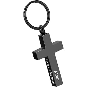 RJCMJDEU Cross Urn Keychain for Ashes - Cremation Pendant for Men Women - Memorial Jewelry Holder for Human Ashes