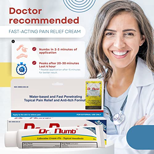 Dr. Numb 4 Lidocaine Cream Maximum Strength Pain Reliever With