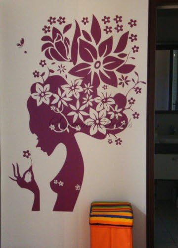 Custom PopDecals - Flower Girl - 46.5 in tall - Beautiful Tree Wall Decals for Kids Rooms Teen Girls Boys Wallpaper Murals Sticker Wall Stickers Nursery Decor Nursery Decals