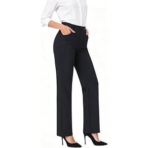 TOPYOGAS Womens High Waist Wide Leg Dress Pants Business Casual Stretchy Work Pants with Pockets Slacks Trousers
