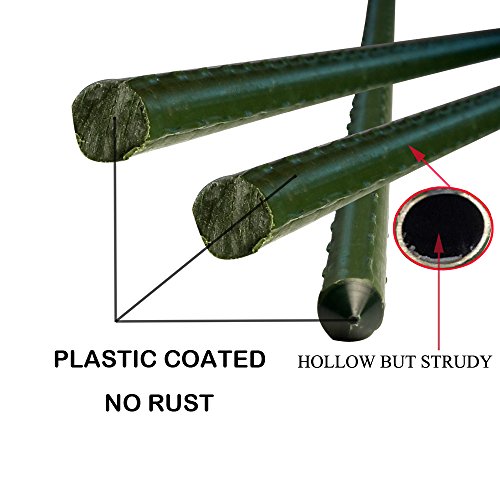 Growsun 5-Ft Garden Stakes Metal Plastic Coated Plant Cage Supports Climbing for Tomatoes,Trees,Cucumber,Fences,Beans,25 Pack