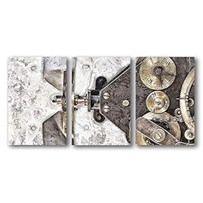 3 Piece Canvas Wall Art for Living Room Bedroom Home Artwork Mechanical Gear Paintings Ready to Hang - 16"x24" x 3 Panels