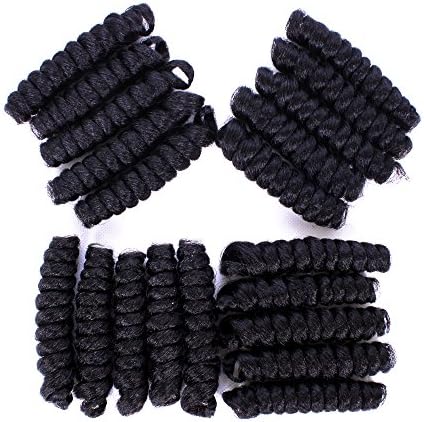 Furice Afro Tapered Curls Black Hair Crochet Braids 10 Inch Hair Pre-Rolled Up Synthetic Hair Extensions Wand Curly Crochet Hair (10 Inch Toni, 1B)